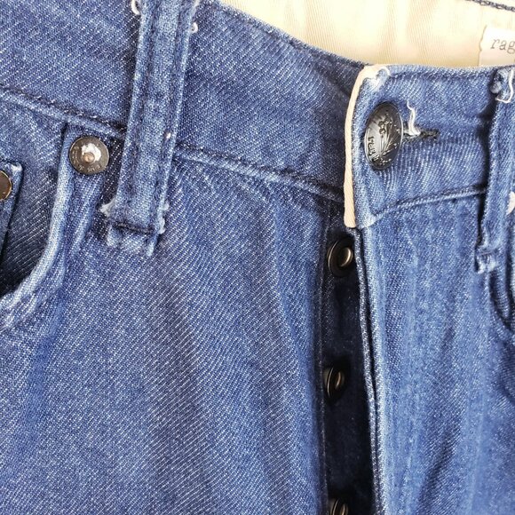RAG & BONE Logan Wide-Leg Jeans Mid Rise Blue Denim in RINSE Dark Wash size 26 - Picture 7 of 14